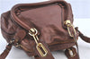 Authentic Chloe Paraty 2Way Shoulder Hand Bag Leather Brown H9634