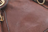 Authentic Chloe Paraty 2Way Shoulder Hand Bag Leather Brown H9634