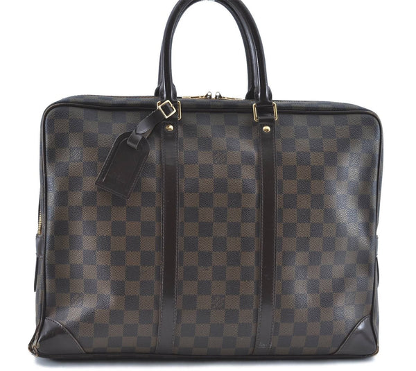 Authentic Louis Vuitton Damier Porte Documents Voyage Briefcase N41124 LV H9637