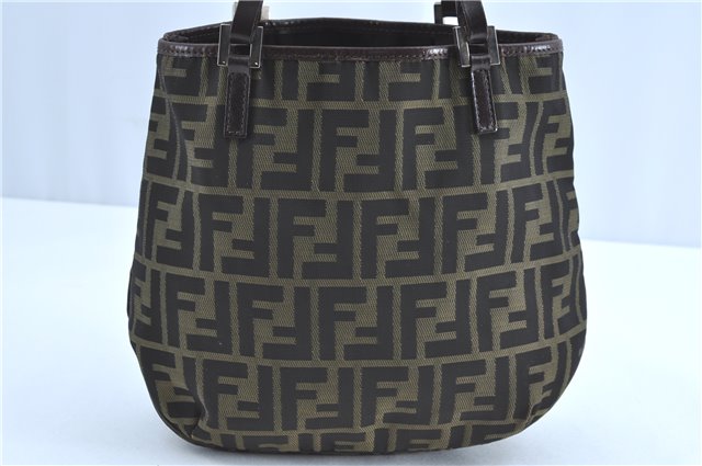 Authentic FENDI Zucca Shoulder Tote Bag Nylon Leather Brown H9646