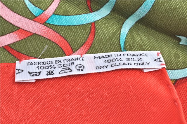Authentic HERMES Carre 90 Scarf Merry-go-round Motif Silk Red Box H9647