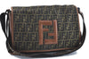 Authentic FENDI Zucca Shoulder Cross Body Bag Nylon Leather Brown H9668