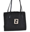 Authentic FENDI Zucca Shoulder Tote Bag Nylon Leather Black H9673