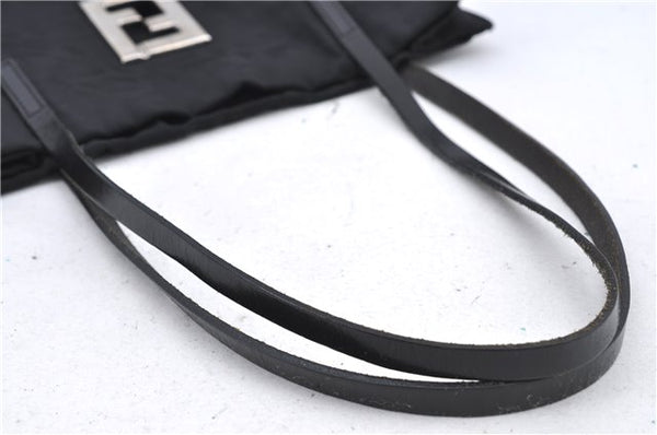 Authentic FENDI Zucca Shoulder Tote Bag Nylon Leather Black H9673