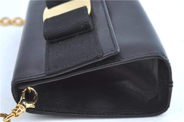 Auth Salvatore Ferragamo Vara Shoulder Cross Body Bag Leather Black SF Box H9674