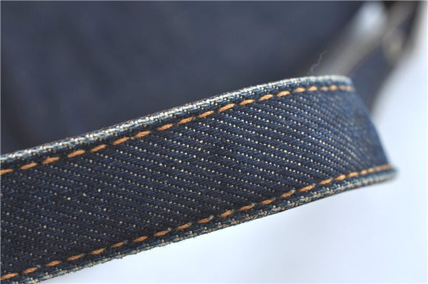 Authentic FENDI Mamma Baguette Shoulder Hand Bag Purse Denim Leather Blue H9681
