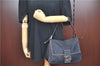 Authentic FENDI Mamma Baguette Shoulder Hand Bag Purse Denim Leather Blue H9681