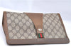 Authentic GUCCI Web Sherry Line Clutch Hand Bag Purse GG PVC Leather Brown H9684