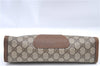 Authentic GUCCI Web Sherry Line Clutch Hand Bag Purse GG PVC Leather Brown H9684