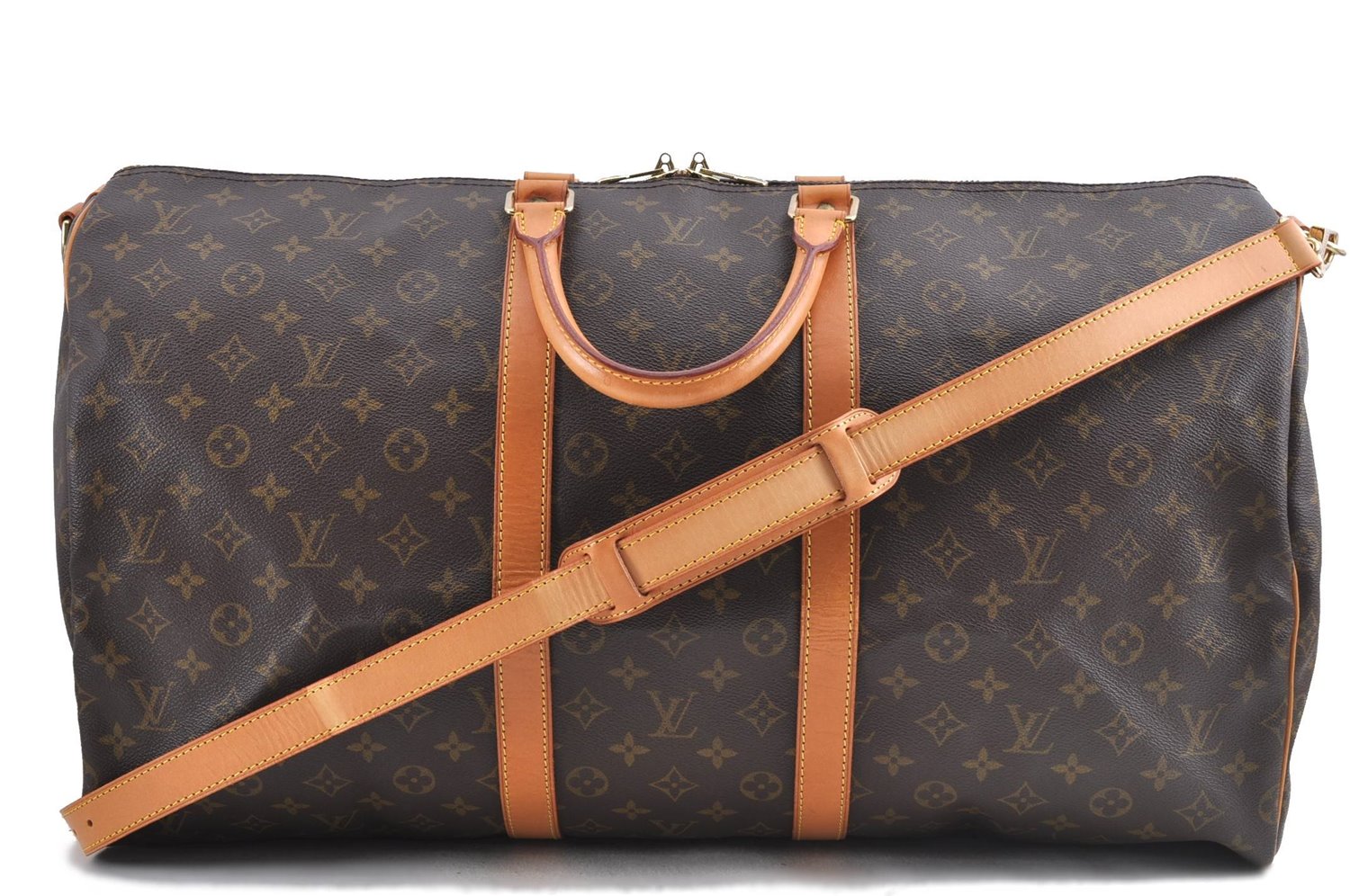 Auth Louis Vuitton Monogram Keepall Bandouliere 55 Boston Bag M41414 LV H9687