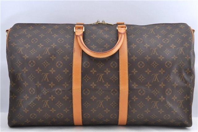 Auth Louis Vuitton Monogram Keepall Bandouliere 55 Boston Bag M41414 LV H9687