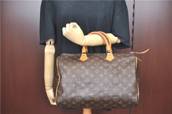 Authentic Louis Vuitton Monogram Speedy 35 Hand Bag M41524 LV H9689