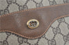 Authentic GUCCI Web Sherry Line Shoulder Tote Bag GG PVC Leather Brown H9705