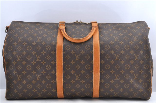 Auth Louis Vuitton Monogram Keepall Bandouliere 60 Boston Bag M41412 LV H9708