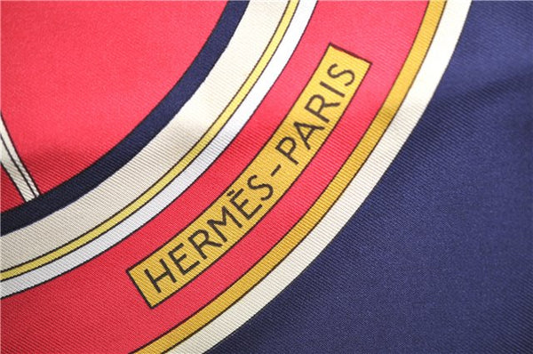 Authentic HERMES Carre 90 Scarf "WASHINGTON'S CARRIAGE" Silk Navy Blue H9718