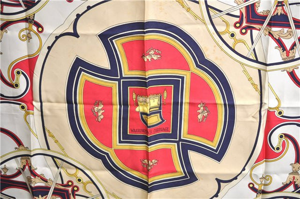 Authentic HERMES Carre 90 Scarf "WASHINGTON'S CARRIAGE" Silk Navy Blue H9718