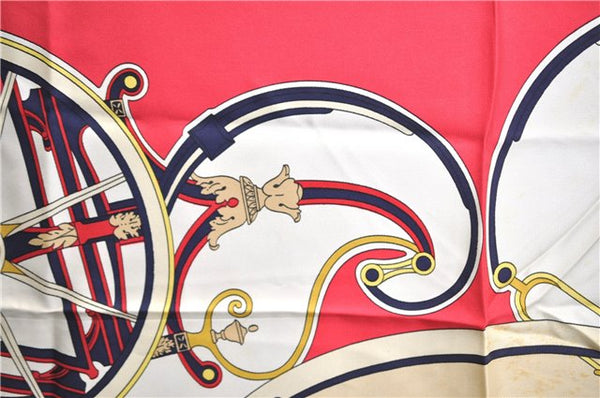 Authentic HERMES Carre 90 Scarf "WASHINGTON'S CARRIAGE" Silk Navy Blue H9718