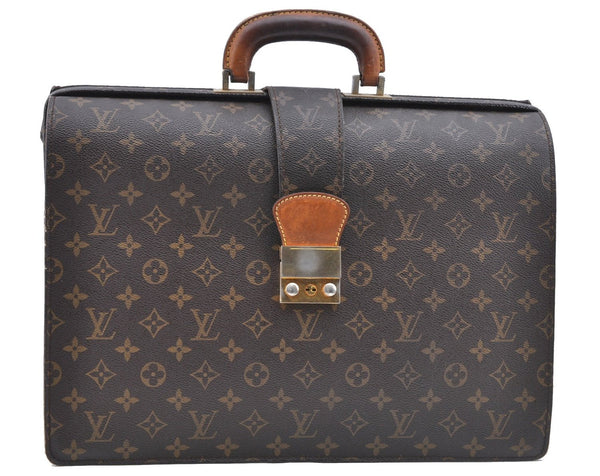 Authentic Louis Vuitton Monogram Serviette Fermoir Briefcase M53305 LV H9721