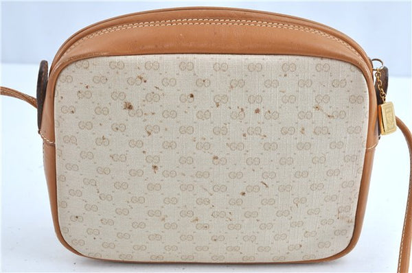 Authentic GUCCI Micro GG PVC Leather Shoulder Cross Bag Ivory Brown H9725