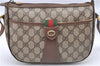 Authentic GUCCI Web Sherry Line Shoulder Cross Bag GG PVC Leather Brown H9729