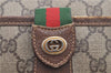 Authentic GUCCI Web Sherry Line Shoulder Cross Bag GG PVC Leather Brown H9729