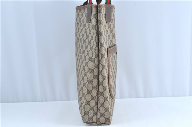 Authentic GUCCI Web Sherry Line Shoulder Tote Bag GG PVC 002586487 Brown H9734