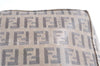 Authentic FENDI Zucchino Hand Bag Pouch Purse PVC Leather Beige Brown H9735