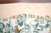 Auth HERMES Carre 90 Scarf "AU COEUR DES BOIS" Silk Light Green Beige Box H9743