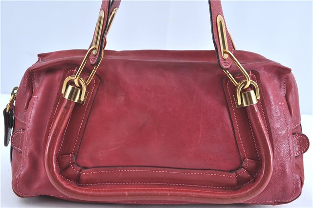 Authentic Chloe Paraty Shoulder Hand Bag Purse Leather Red H9749