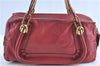 Authentic Chloe Paraty Shoulder Hand Bag Purse Leather Red H9749