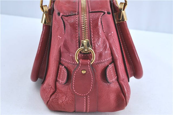 Authentic Chloe Paraty Shoulder Hand Bag Purse Leather Red H9749