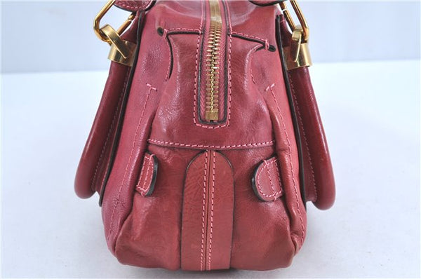 Authentic Chloe Paraty Shoulder Hand Bag Purse Leather Red H9749