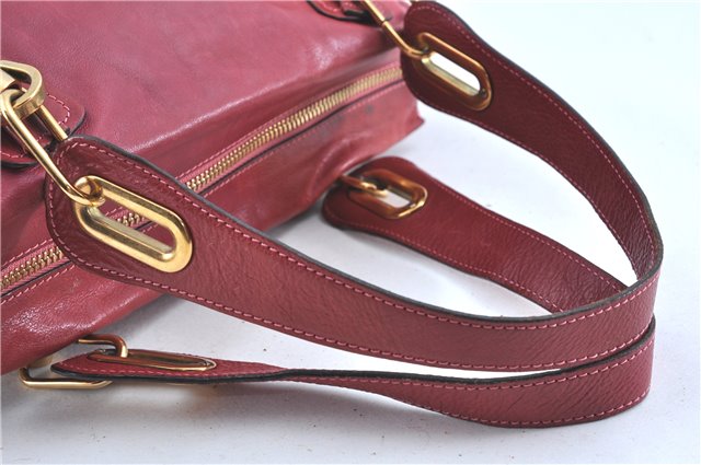 Authentic Chloe Paraty Shoulder Hand Bag Purse Leather Red H9749