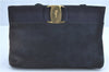 Auth Salvatore Ferragamo Vara Shoulder Cross Body Bag Leather Navy Blue SF H9752