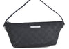 Authentic GUCCI Hand Bag Pouch Purse GG Canvas Leather 07198 Black H9753