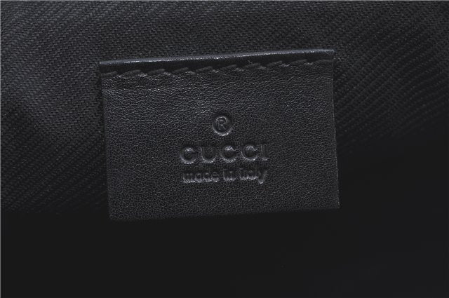 Authentic GUCCI Hand Bag Pouch Purse GG Canvas Leather 07198 Black H9753