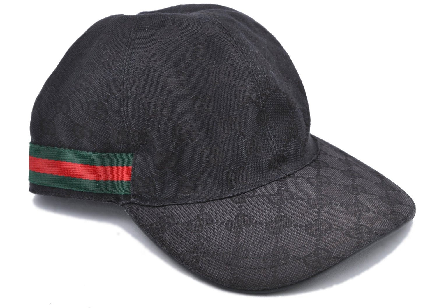 Authentic GUCCI Web Sherry Line Cap GG Canvas Leather Size L 200035 Black H9756