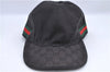 Authentic GUCCI Web Sherry Line Cap GG Canvas Leather Size L 200035 Black H9756