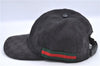 Authentic GUCCI Web Sherry Line Cap GG Canvas Leather Size L 200035 Black H9756