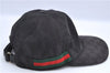 Authentic GUCCI Web Sherry Line Cap GG Canvas Leather Size L 200035 Black H9756