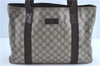 Authentic GUCCI Shoulder Tote Bag GG PVC Leather 141624 Brown H9760