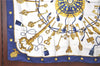 Authentic HERMES Carre 90 Scarf Key Tassel Motif Silk Navy Blue H9762