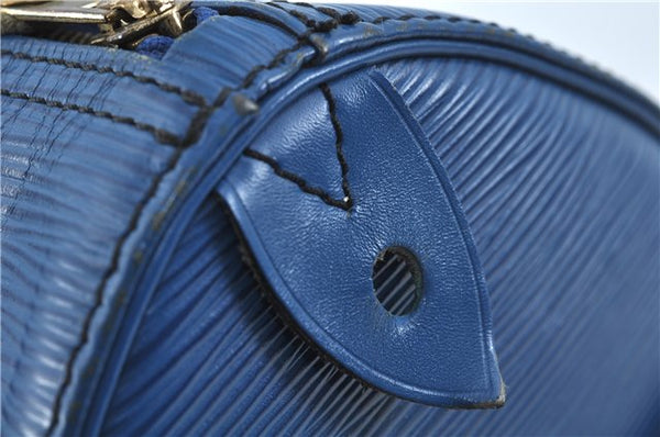 Authentic Louis Vuitton Epi Speedy 30 Hand Bag Blue M43005 LV H9773