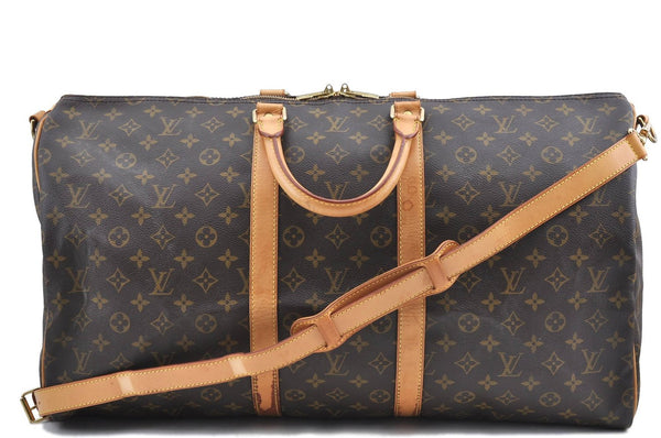 Auth Louis Vuitton Monogram Keepall Bandouliere 55 Boston Bag M41414 LV H9815