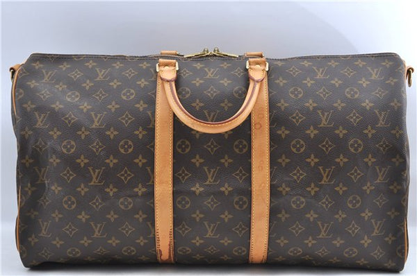 Auth Louis Vuitton Monogram Keepall Bandouliere 55 Boston Bag M41414 LV H9815