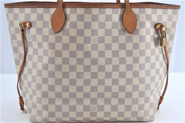 Authentic Louis Vuitton Damier Azur Neverfull MM Tote Bag N51107 LV H9834