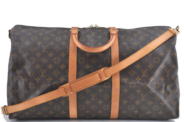 Auth Louis Vuitton Monogram Keepall Bandouliere 55 Boston Bag M41414 LV H9838