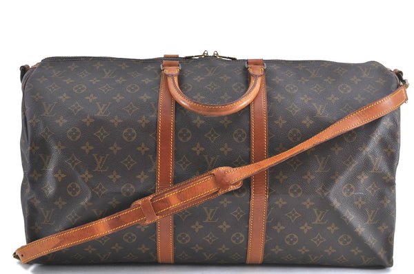 Auth Louis Vuitton Monogram Keepall Bandouliere 55 Boston Bag M41414 LV H9840