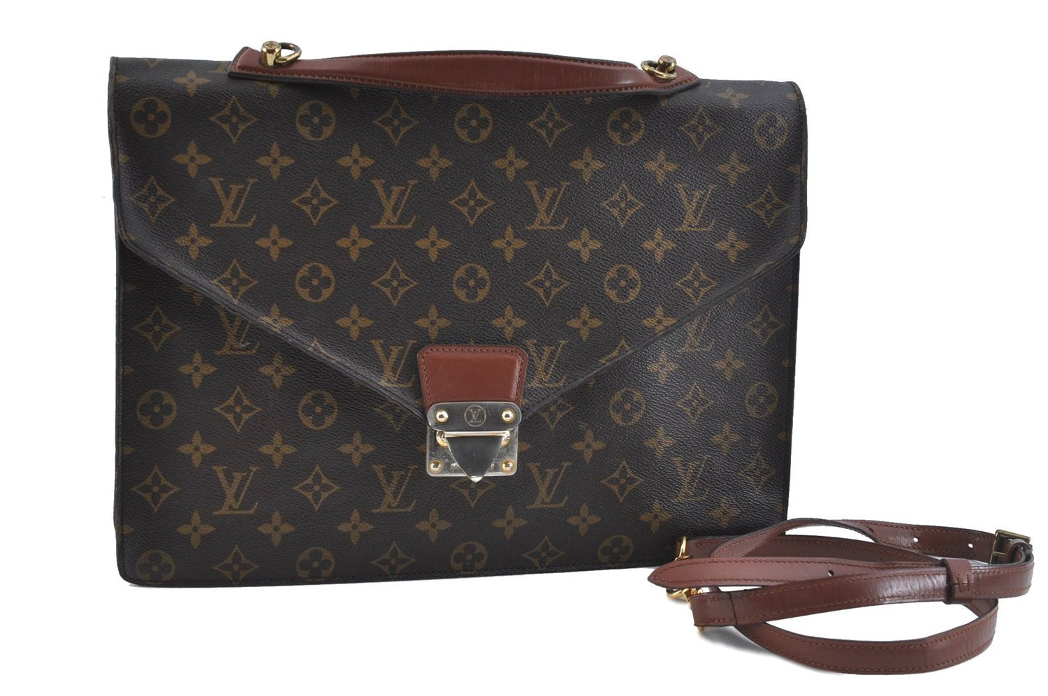 Auth Louis Vuitton Monogram Porte Documents Bandouliere M53338 Briefcase H9851