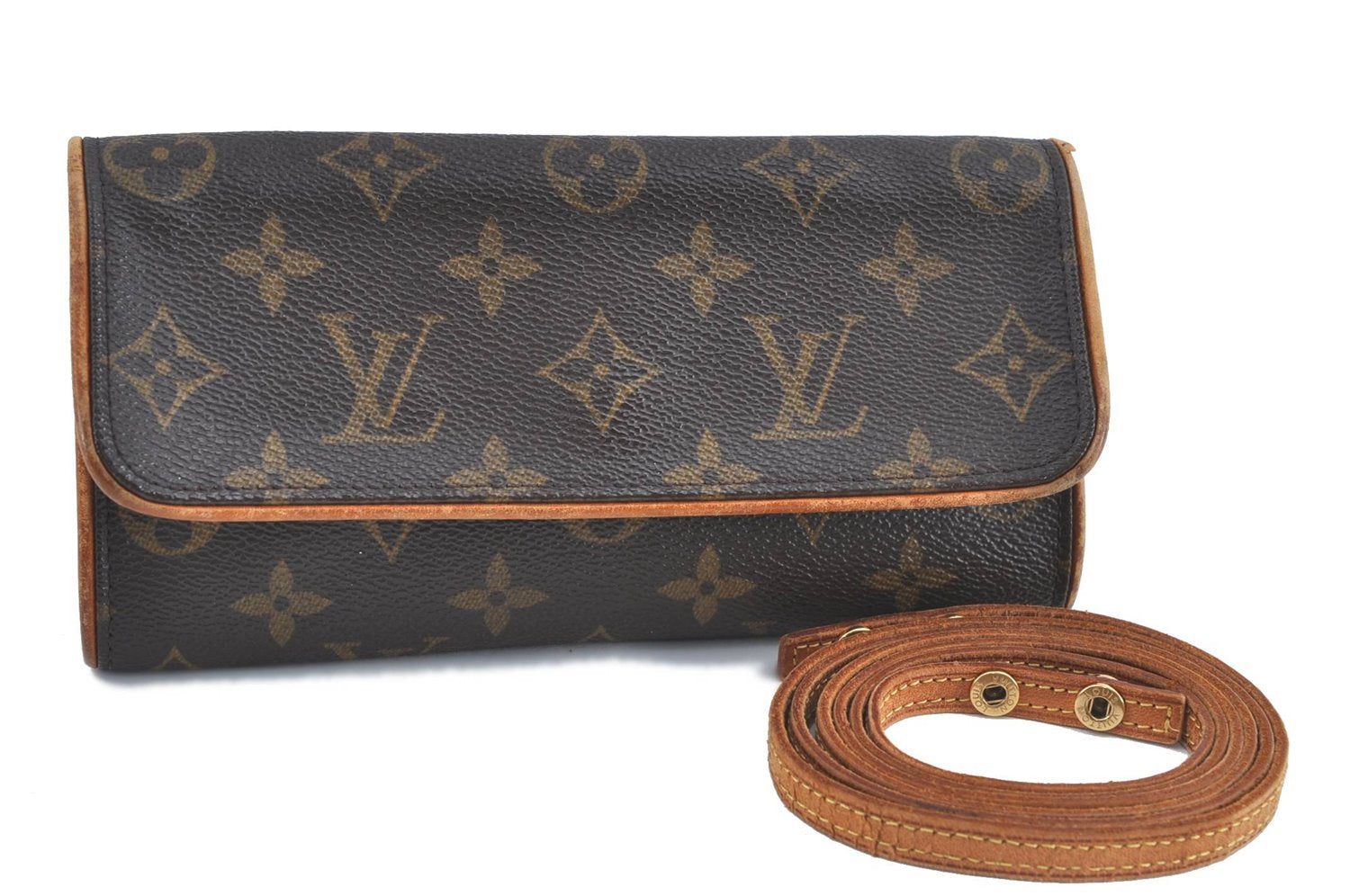 Authentic Louis Vuitton Monogram Pochette Twin PM Shoulder Bag M51854 LV H9859